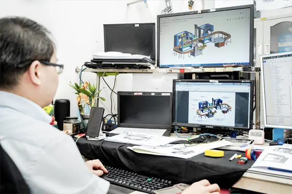 Cosmetic packaging line layout design