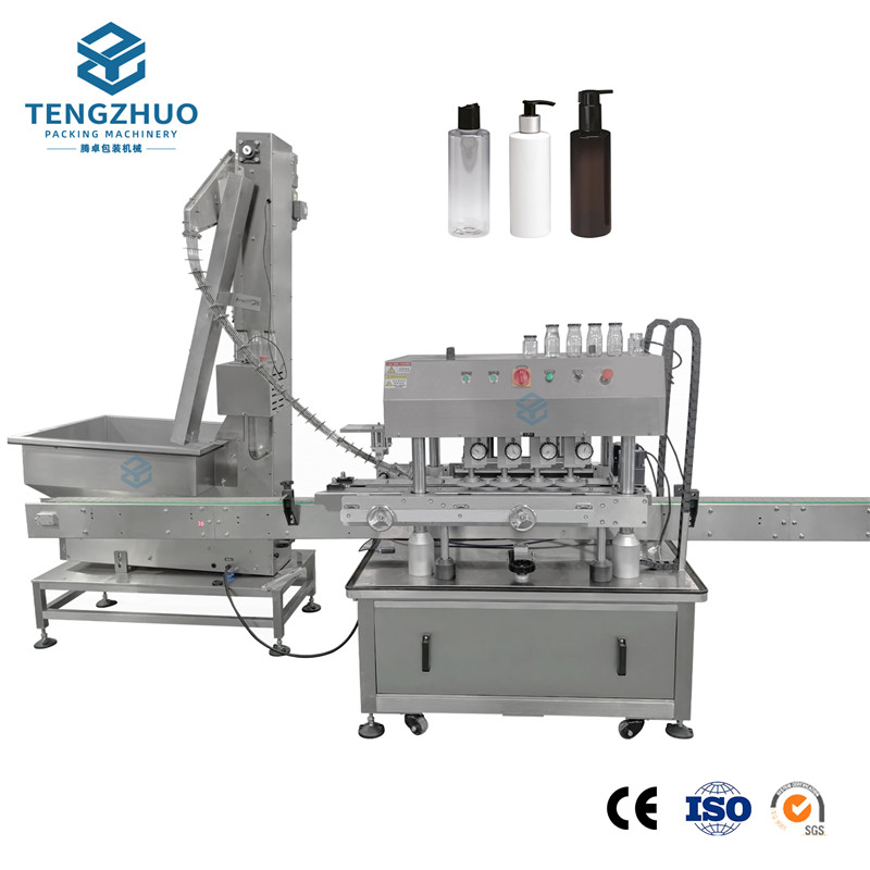 Fully Automatic In-Line 8-Wheel Cap Sealing Machine (with Automatic Cap Sorting)
