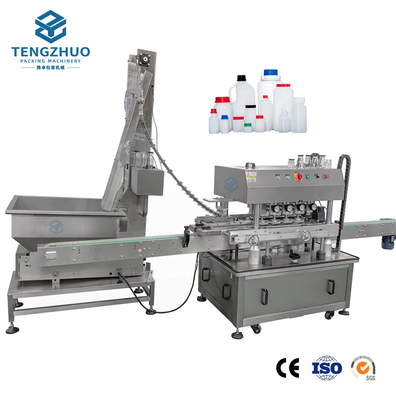 Fully Automatic In-Line 8-Wheel Cap Sealing Machine (with Automatic Cap Sorting)