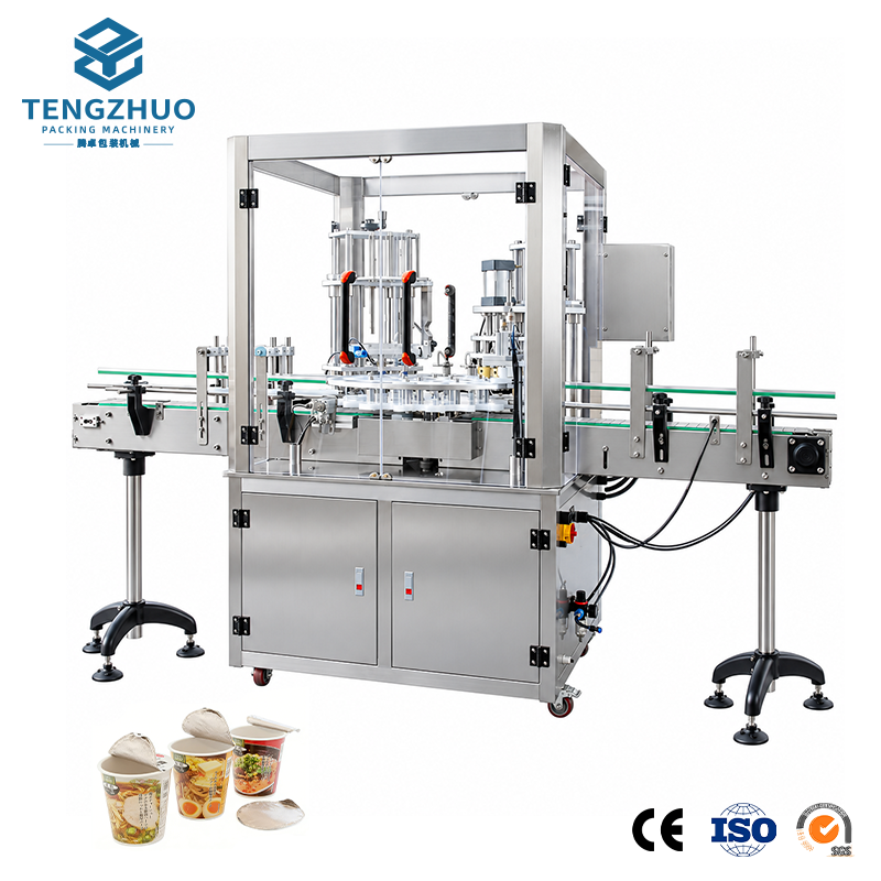  Automatic rotary double heads premade film heat sealing machine(with Acrylic Safety Door)